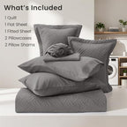 Love's cabin Quilts for Queen Bedspreads, 7 Pieces Bed in a Bag, Grey - Image 6