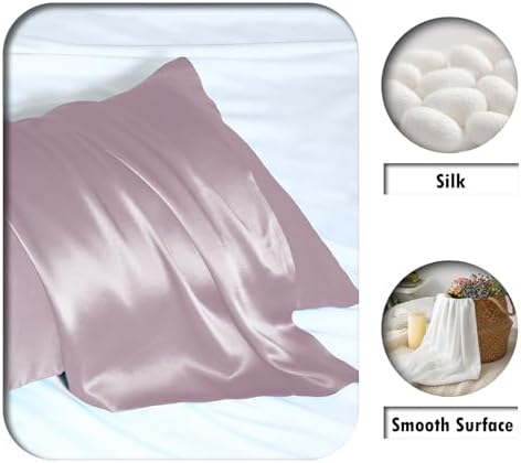 Suatien Mulberry Silk Pillow Cases 2 Pack Standard Size, Lavender - Image 2
