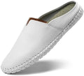 Men’s Slip-On Loafers Mules Clog Handmade Leather Slippers Hand Stitched no-Heel Casual Shoes for Men Breathable Comfortable Soft by LUODENGLANG