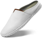 Men’s Slip-On Loafers Mules Clog Handmade Leather Slippers Hand Stitched no-Heel Casual Shoes for Men Breathable Comfortable Soft by LUODENGLANG