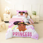 Erosebridal Black Girls Toddler Bedding Set Rainbow Princess Magical Comforter Set for Nursery Kids African American Quilt Black Princess Girl Duvet Insert Pretty Little Girls Inspirational Bed Set - Image 5