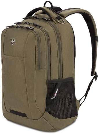 SwissGear 5505 Cecil 16” Laptop Backpack Olive – Daily Laptop Bag with Gear Attachment Options – Multiple Organizer Pockets & Padded Shoulder Straps by SwissGear