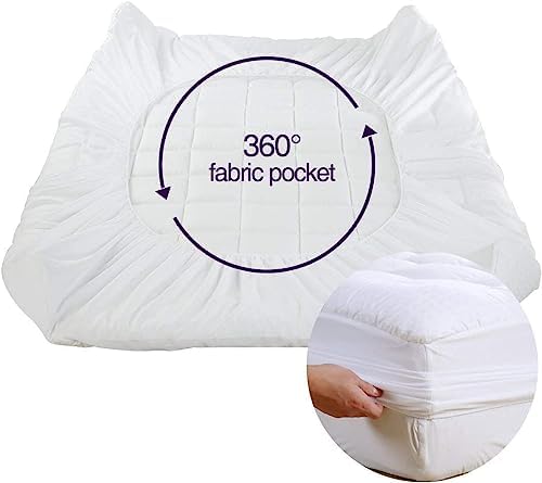 EASELAND Twin XL Mattress Pad Cotton Pillow Top Mattress Topper White - Image 5