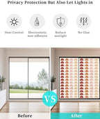 Window Privacy Film Frosted, Colorful Boho Non-Adhesive Static Cling Window Tint, Middle Century Geometric Abstract Art Insulated Windows Frosted Films for Living Room, 35.4 x 78.7 Inches - Image 6