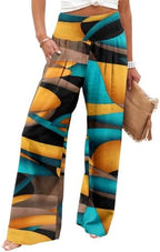 Angerella Womens Elastic High Waisted Palazzo Pants Casual Wide Leg Long Lounge Pant Trousers with Pocket by Angerella