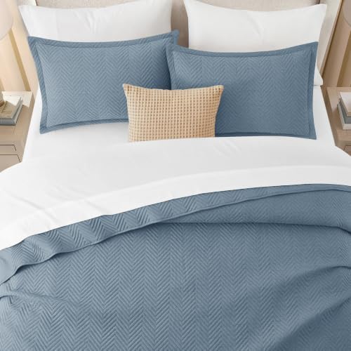 IR Imperial Rooms Twin Quilt Bedding Set Washed Blue Bedspread Wave - Image 4