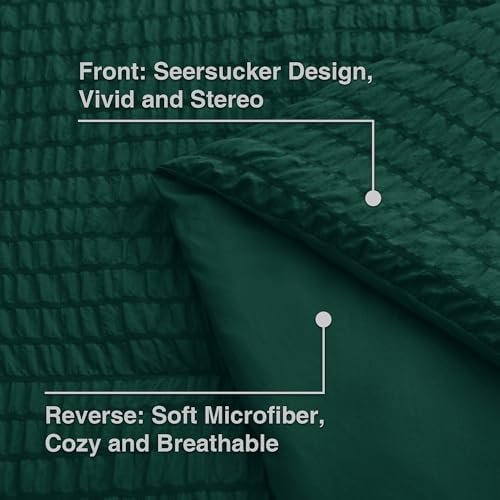 Love's cabin Seersucker Dark Green Full Comforter Set, 7-Piece Bed in a Bag - Image 5