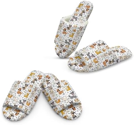 Jeiento Animal Cat Pattern Slippers for Women Lady Open Toe Slippers Soft Cushion Slip Resistant Spa Slipper for Hotel,Cozy Home Shoes by Jeiento