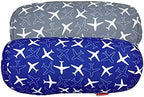 Bookishbunny 2pcs Micro Bead Microbead Roll Pillow Cushion for Bed Back Neck Head Body Support, 13" x 7", Various Designs (SmallPlaneNavy+Gray) by Bookishbunny