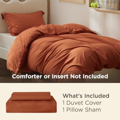 Bedsure Twin/Twin XL Duvet Cover, Double Brushed Bedding Set, Terracotta - Image 2