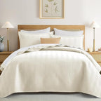 IR Imperial Rooms Twin Quilt Bedding Set Ivory Bedspread Wave by IRImperialRooms