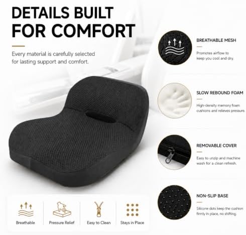 Car Seat Cushion with Integrated Lumbar Support, Memory Foam Pain Relief - Image 5