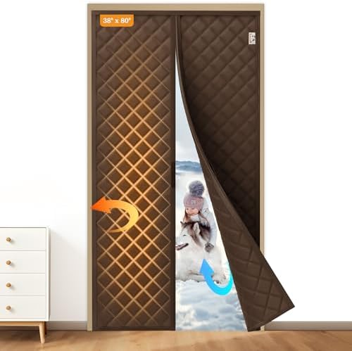Yotache Magnetic Thermal Insulated Door Curtain Fit 38"x80" Doors, Brown by yotache