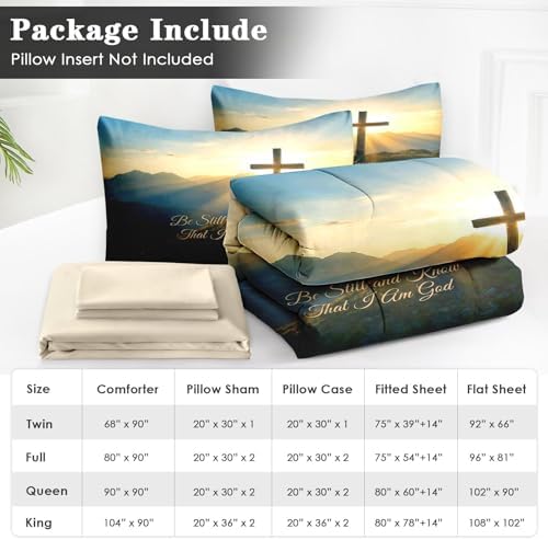WeCozy Full Comforter Set with Sheets, 7 Pieces Cross Bible Bedding - Image 6