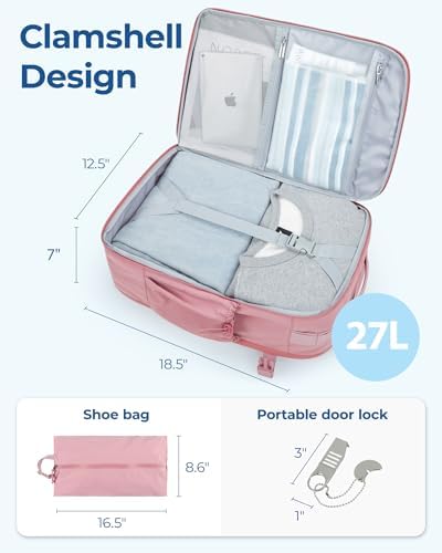 BAGSMART 17.3 Inch Large Travel Backpack, Carry On Flight Approved, Pink - Image 4