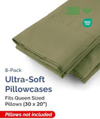 Queen Pillow Cases - 8 Pack Soft Pillowcase Covers - 20" x 30" (Sage Green) - Image 2