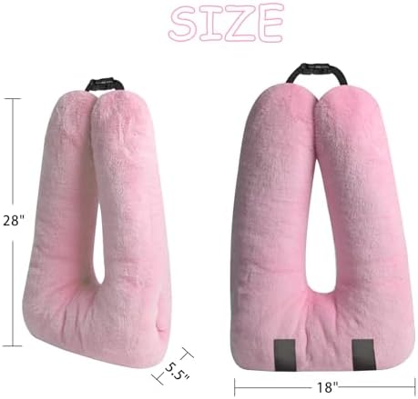 Kids Travel Pillow for Car Seat with Hand Muff, Cartoon Neck & Headrest Seat Belt Pillow for Car Road Trips Long-Distance Travel Sleeping Pillow for Adults and Children, Pink - Image 3