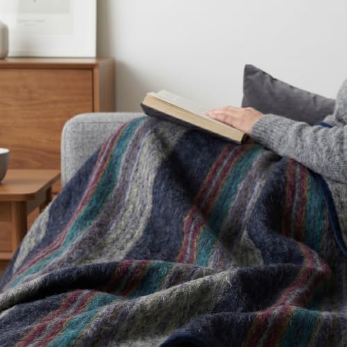 Alpaca Wool Throw Blanket | Warm, Ultra-Soft, 85" x 65" | Breathable, Non-Itchy Blanket-Throw | Hypoallergenic and Beautiful Fabric (Dark Blue) - Image 3