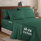 Elegant Comfort 1500 Premium Quality 6-Piece Bed Sheet Set - 18-24 Inch Extra Deep Pocket, Smart Storage Pockets, Wrinkle Free Ultra Soft 6PC Extra Deep Pocket Sheets, Full, Hunter Green - Image 2