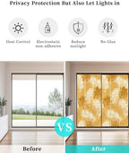 Window Privacy Film Frosted, Orange Yellow Palm Trees Tropical Non-Adhesive Static Cling Window Tint, Summer Beach Botanical Insulated Windows Frosted Films for Living Room, 35.4 x 78.7 Inches - Image 6