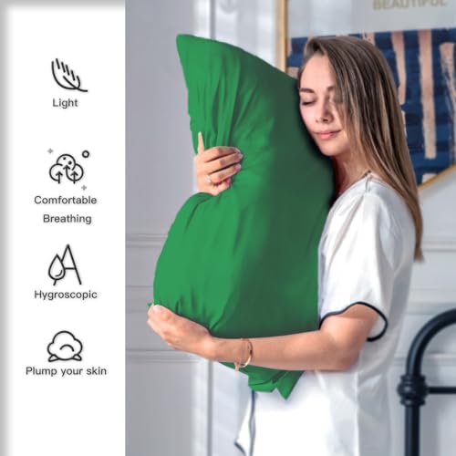 Suatien Mulberry Silk Pillow Cases 2 Pack Standard Size, Olive - Image 3