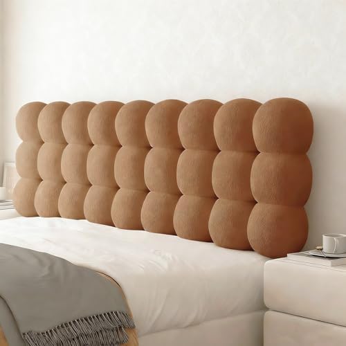 Upholstered Headboard Queen Bed Headboard Pillow Teddy Fleece Wall Mounted Resting Back Support Bolster Cushion for Sitting in Bed, Snowball Foldable Backrest for Bedroom Daybed, Brown 63x24x8 Inch by Unknown