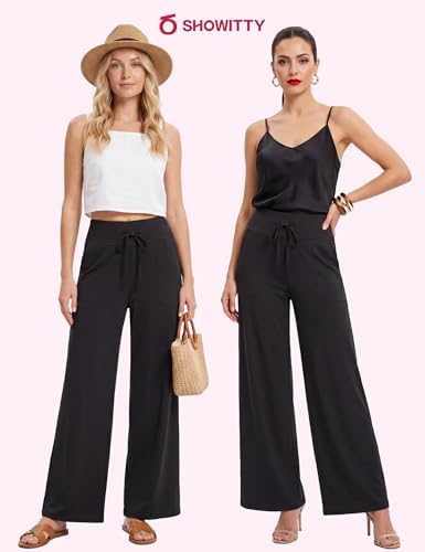 Showitty Wide Leg Pants for Women with Pockets, High Waist Yoga Lounge - Image 4