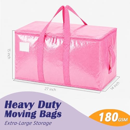 Songrey Extra Large Heavy Duty Moving Bags, 4 Pack, Pink - Image 2