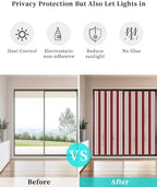 Window Privacy Film Frosted, Red Brown Striped Non-Adhesive Static Cling Window Tint, Modern Farmhouse Vertical Stripes Insulated Windows Frosted Films for Living Room, 35.4 x 78.7 Inches - Image 6