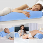 Travel Body Pillow for Adults, Inflatable Travel Pillows, Multifunctional Side Sleeper Pillows, Round Bolster Pillow for Bed (Blue) - Image 6