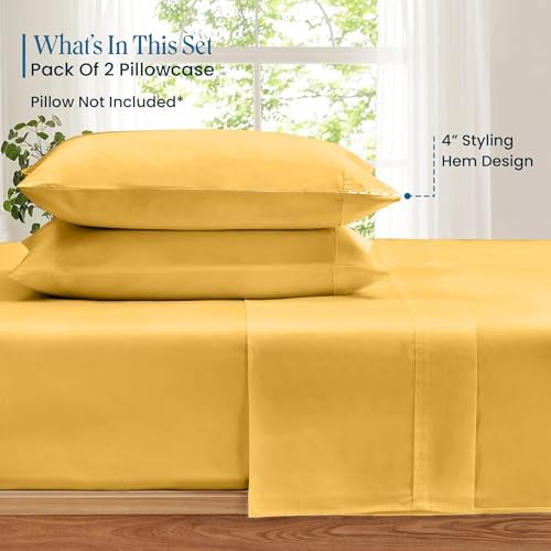 100% Pima Cotton Pillowcases – 800 Series, Ultra Soft & Cooling, Toddler/Travel 14"x20", Set of 2 – Gold, Hotel Luxury Quality, Envelope Closure, Skin & Hair Friendly - Image 2