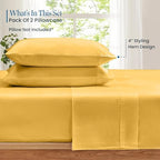 100% Pima Cotton Pillowcases – 800 Series, Ultra Soft & Cooling, Standard Size 20"x26", Set of 2 – Gold, Hotel Luxury Quality, Envelope Closure, Skin & Hair Friendly - Image 2