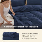 Bedsure Duvet Cover Queen Size, 3Pcs Double Brushed Bedding Set, Navy Blue - Image 3