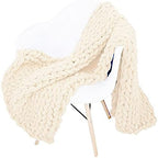 Chunky Knit Throw Blanket Chenille Yarn Soft Cozy Bulky Knitted Blanket for Sofa Bed Chair Large Hand Made Boho Home Decor Beige 32x40 by Unknown