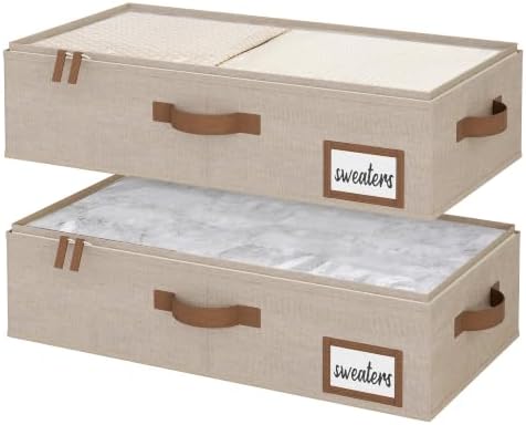StorageWorks 5 Inch Low Profile Under Bed Storage Containers with Clear Lid by StorageWorks