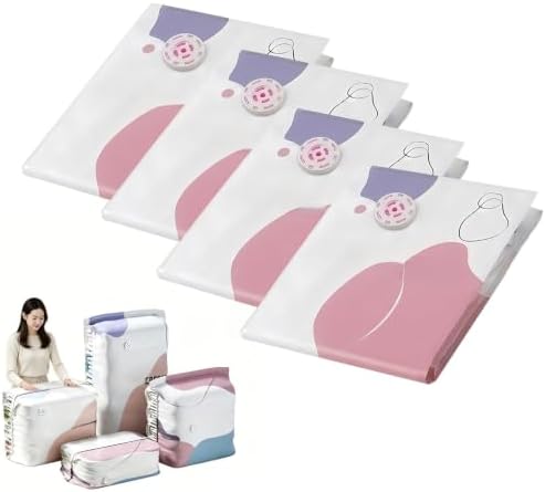No Pump Vacuum Storage Bags, Press & Seal Space Saver Compression Bag for Clothes, Comforters, Blankets, Bedding (X-Large) by Saanerueen