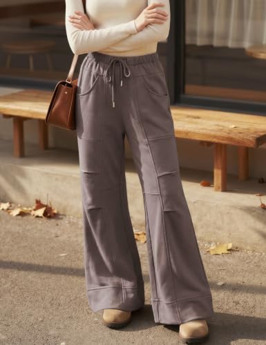 TARSE Womens Wide Leg Lounge Pant Baggy Flare Elastic Waist Sweatpants - Image 4