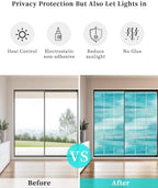 Window Privacy Film Frosted, Turquoise Ombre Non-Adhesive Static Cling Window Tint, Modern Minimalist Abstract Aesthetic Insulated Windows Frosted Films for Living Room, 35.4 x 78.7 Inches - Image 6