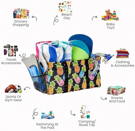 Extra Large Utility Tote Bag - Oversized Collapsible Beach Bag - Pineapple - Image 4
