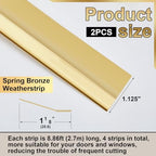 Zonon 1-1/8" W x 17.72' L Spring Bronze Weather Stripping Metal Brass Weather Strip Copper Weatherstripping for Exterior Old Door or Window Seal with Mounting Nails(Flat) - Image 2