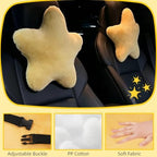 4 Pack Star Car Headrest Pillow and Lumbar Support Pillow Soft Yellow Star Decorative Pillows for Driving Cars Decor - Image 3