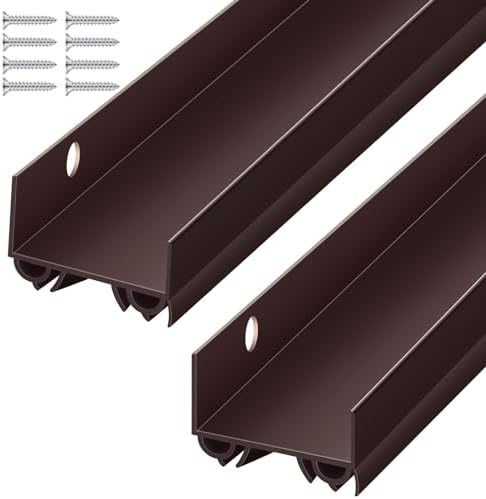 Lineshading 2 Sets U-Shaped Door Sweep 1 3/4" x 36", PVC Door Seal, Brown by Lineshading