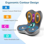 Car Seat Cushion with Back Support for Driving, Ergonomic Support Relief Pad for Auto/Truck/Office, Hollow Ventilation, Anti-Slip Driver Seat Cushion, Washable Cover, 18.1"x17"(Two-Tone Gray) - Image 7