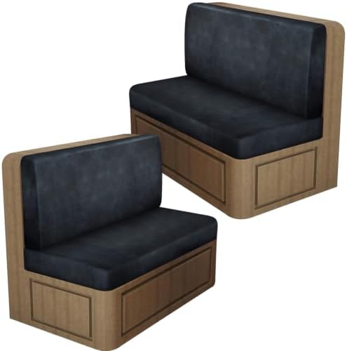 ANARACHON Leather Look RV Dinette Cushion Covers, Stretch Camper Cushion Slipcovers for Travel Trailer Couch RV Booth Seat(2 Backrest Cover & 2 Bench Cover,02 Deeper Blue) by ANARACHON