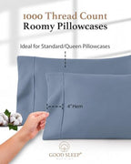 1000 TC Standard Pillowcases Set of 2 100% Egyptian Cotton Pillow Cases - Image 4