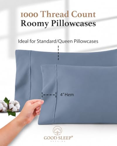1000 TC Standard Pillowcases Set of 2 100% Egyptian Cotton Pillow Cases - Image 4