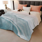 Beach Coastal Boho Throw Blanket, Blue Sea Waves Ocean Fluffy Soft Blankets for Couch Bed Travel, Nautical Gradient Plush Microfiber Striped Flannel Blankets, Lightweight Sofa Blankets 60"x80" - Image 2
