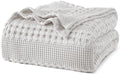 PHF Lightweight 100% Cotton Waffle Blanket for Bed, King, Light Grey by PHF