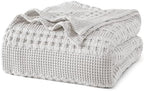 PHF Lightweight 100% Cotton Waffle Blanket for Bed, King, Light Grey by PHF