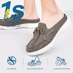 Buyrew Mules for Women with Arch Support - Lightweight Washed Cotton Sneaker Mules - Breathable Walking Flats, Comfortable Slip On Shoes for Business Casual, Office, Travel - Image 4